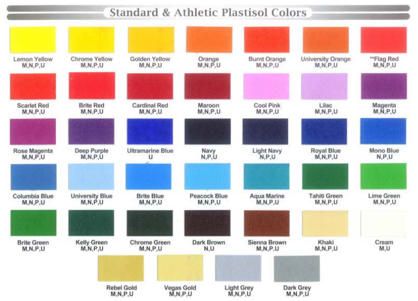 MAXOPAKE/ULTRASOFT COLOR CHART - NOT FOR SALE