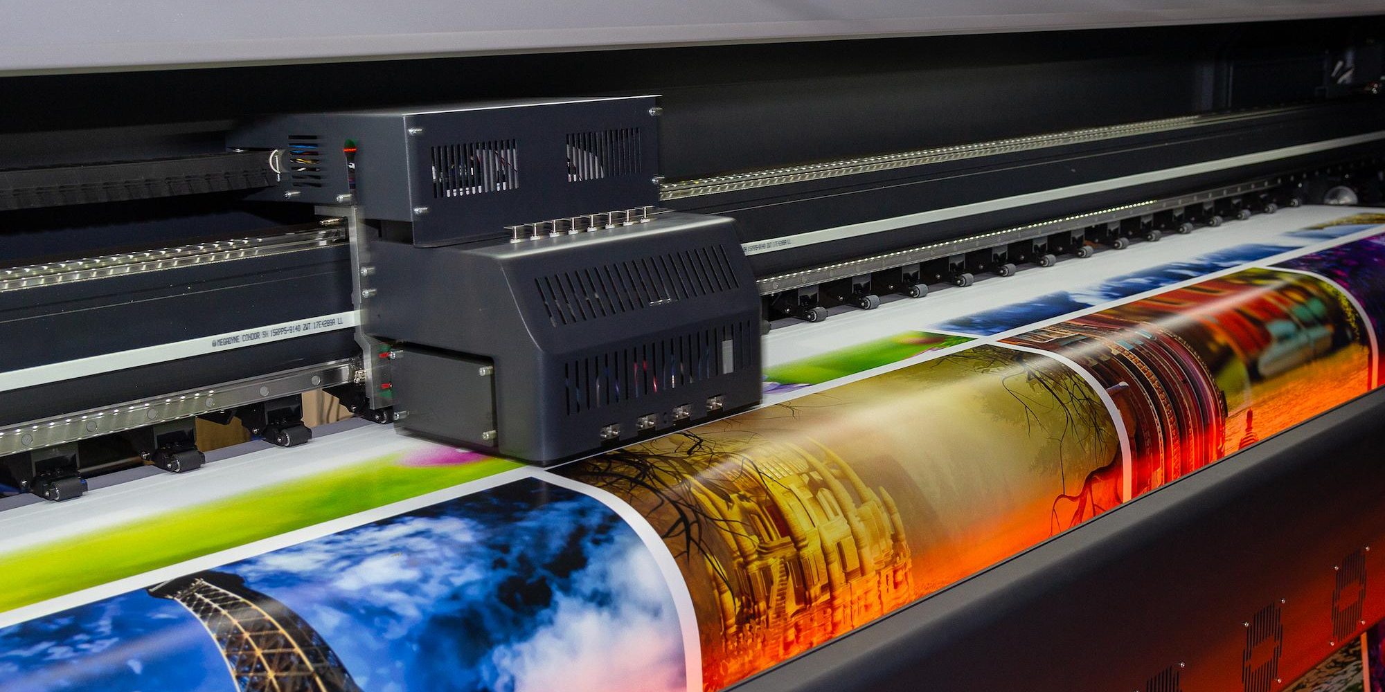 Large format printing machine in operation. Industry