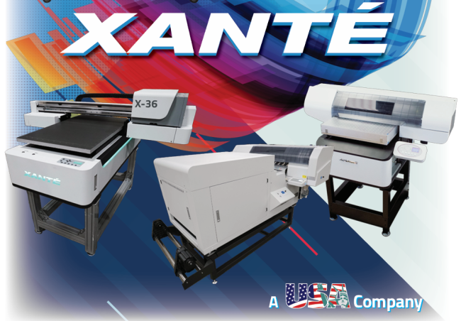 Xante printers in front of a grapic