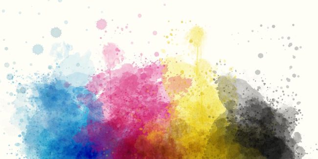 CMYK cyan magenta yellow key paint background color print concept isolated on white - print concept